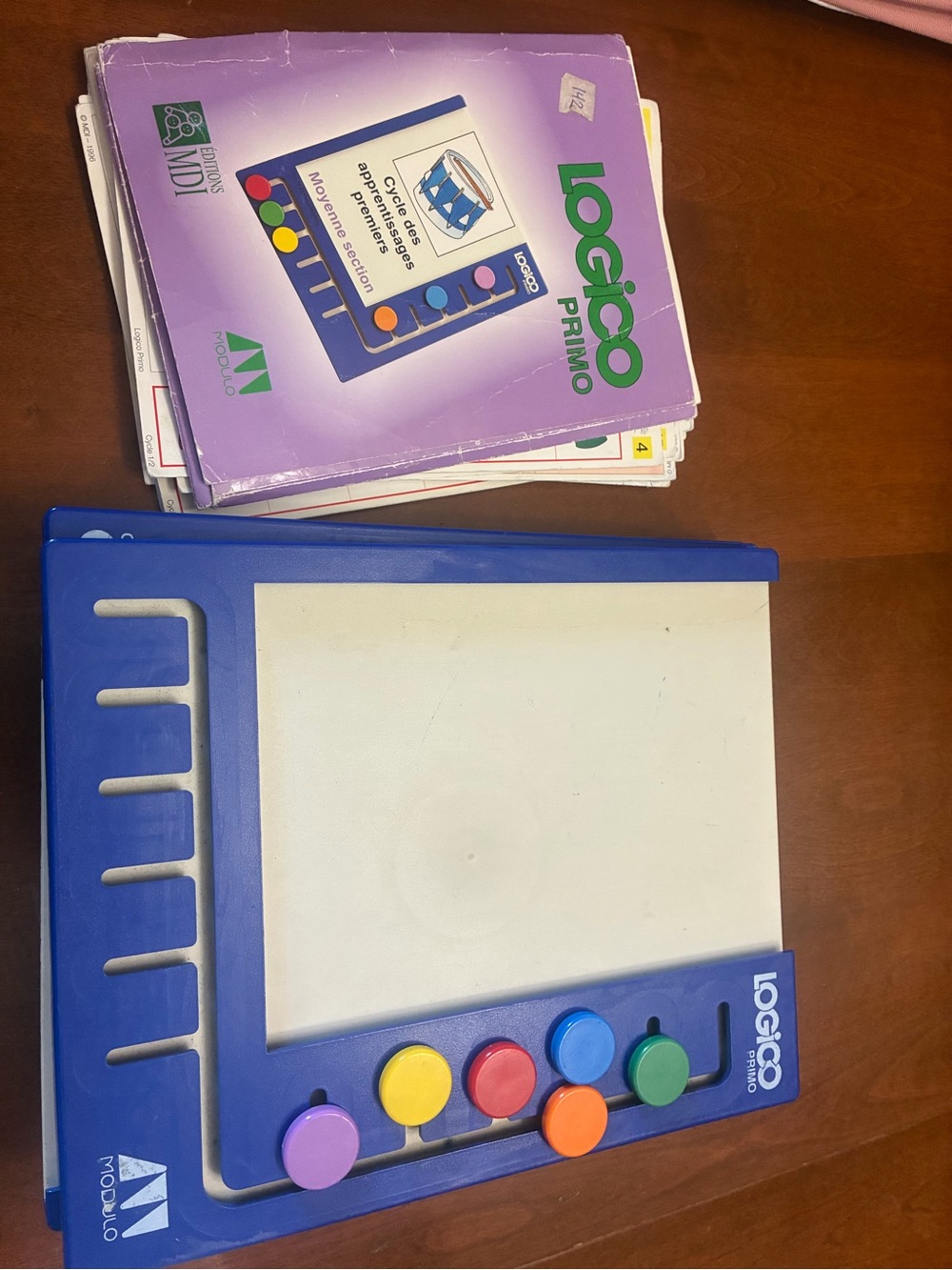 Logico Primo Blue Educational Game Board with Colored Tokens